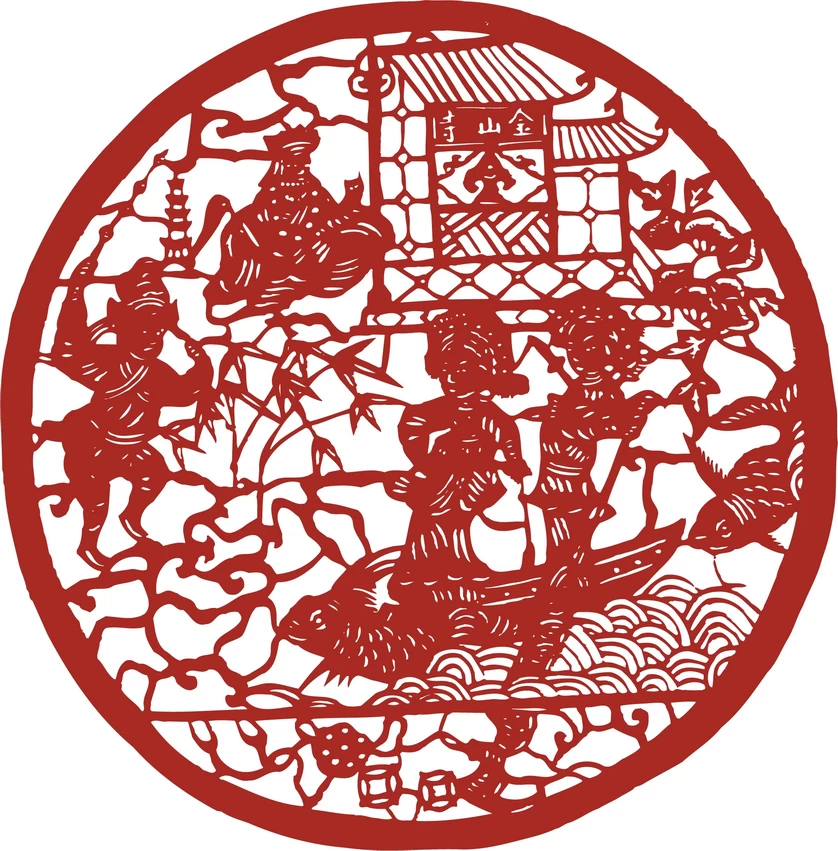 中国风中式传统喜庆民俗人物动物窗花剪纸插画边框AI矢量PNG素材【198】